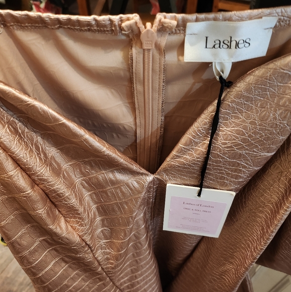 *Croc And Roll* Vegan Croc Leather Statement Sleeve Dress K689 - Picture 3 of 5